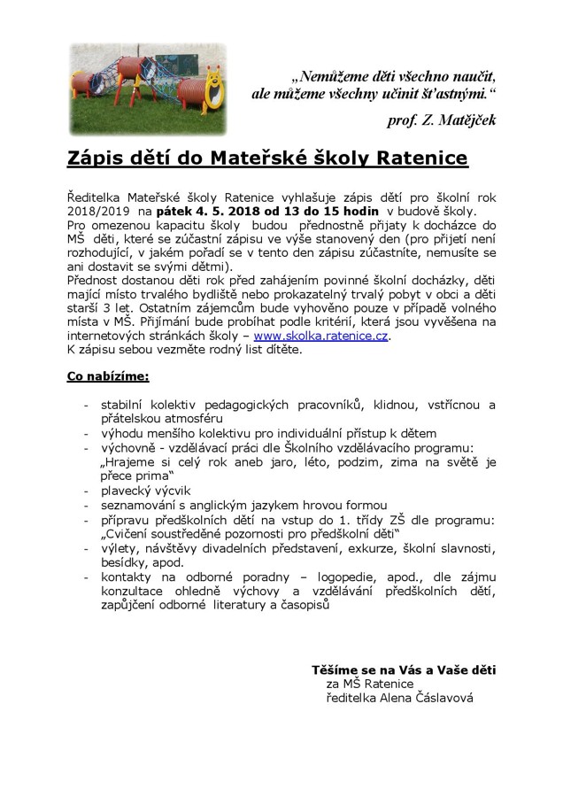 Zpis dt do Matesk koly Ratenice foto-zapis do MS-2018